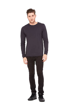 Bella+Canvas Men's Sueded Airlume Long Sleeve T-Shirt - Soft Tee, Fashion Basic, Multiple Colors