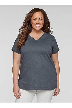 Ladies Curvy V-Nck Fne Jry Tee